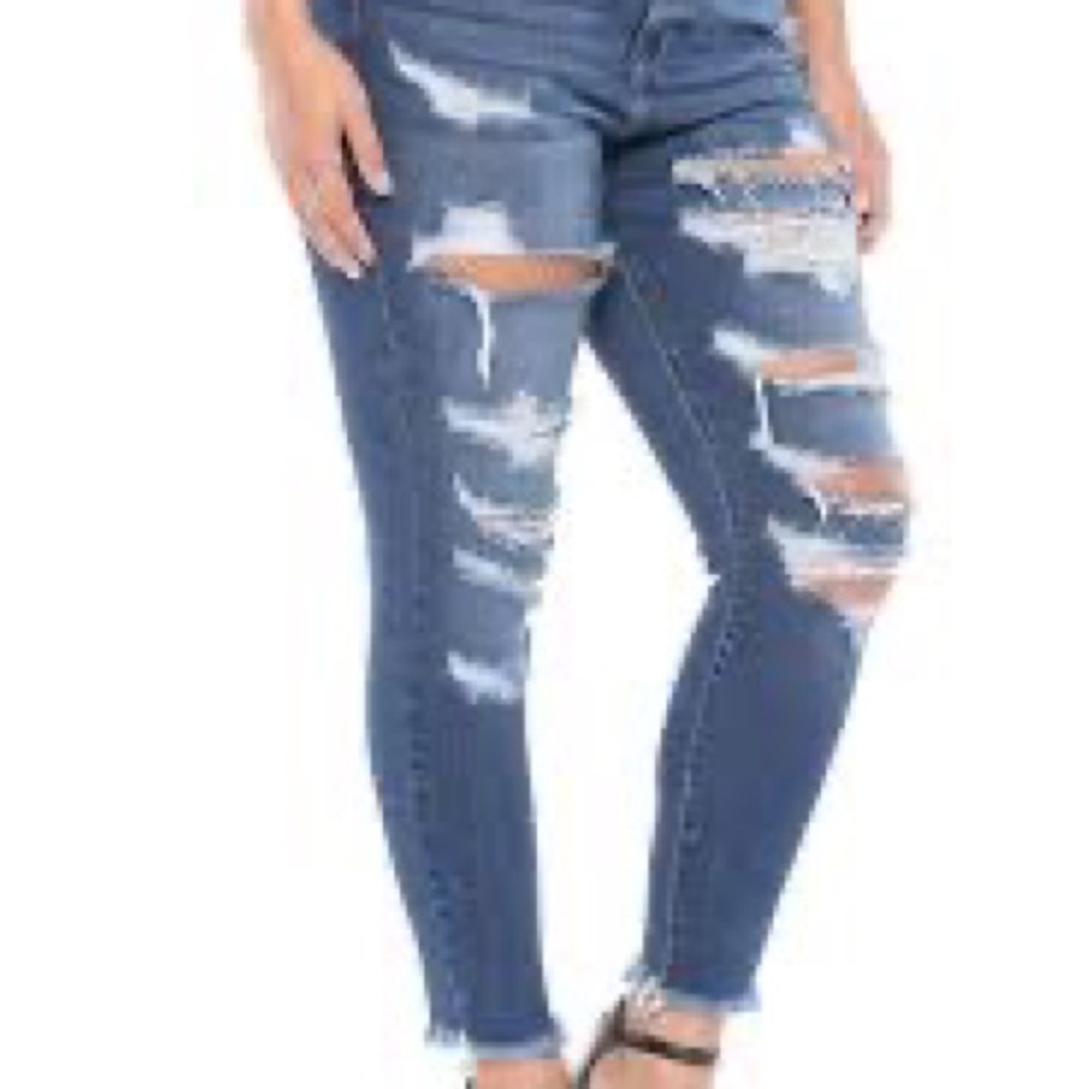 Cello Super High Rise Distressed Skinny Denim Jeans‎